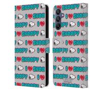 Head Case Designs Officially Licensed Peanuts I Love Pattern Snoopy Boardwalk Airbrush Leather Wallet Case Compatible With Samsung Galaxy A15