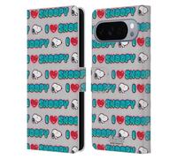 Head Case Designs Officially Licensed Peanuts I Love Pattern Snoopy Boardwalk Airbrush Leather Wallet Case Compatible With Google Pixel 10 Pro XL