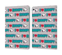Head Case Designs Officially Licensed Peanuts I Love Pattern Snoopy Boardwalk Airbrush Leather Wallet Case Compatible With Apple iPad Air 13 2024/2025