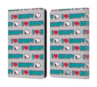 Head Case Designs Officially Licensed Peanuts I Love Pattern Snoopy Boardwalk Airbrush Leather Wallet Case Compatible With Amazon Kindle 11th Gen (2024)
