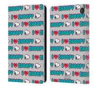 Head Case Designs Officially Licensed Peanuts I Love Pattern Snoopy Boardwalk Airbrush Leather Wallet Case Compatible With Amazon Fire 7 2022