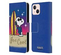 Head Case Designs Officially Licensed Peanuts Joe Cool Surf Snoopy Boardwalk Airbrush Leather Wallet Case Compatible With Apple iPhone 13