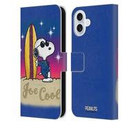 Head Case Designs Officially Licensed Peanuts Joe Cool Surf Snoopy Boardwalk Airbrush Leather Wallet Case Compatible With Apple iPhone 16 Plus