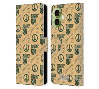 Head Case Designs Officially Licensed Peanuts Right On Pattern Woodstock 50th Leather Wallet Case Compatible With Apple iPhone 17