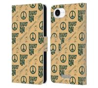 Head Case Designs Officially Licensed Peanuts Right On Pattern Woodstock 50th Leather Wallet Case Compatible With Apple iPhone 16e