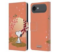 Head Case Designs Officially Licensed Peanuts Sakura Oriental Snoopy Leather Wallet Case Compatible With Apple iPhone 17 Air