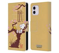 Head Case Designs Officially Licensed Peanuts Sleepy Oriental Snoopy Leather Wallet Case Compatible With Apple iPhone 11