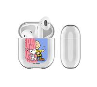 Head Case Designs Officially Licensed Peanuts Snoopy & Charlie Graphics Clear Hard Crystal Cover Compatible With Apple AirPods 1 1st Gen / 2 2nd Gen Charging Case