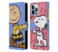 Head Case Designs Officially Licensed Peanuts Snoopy & Charlie Halfs And Laughs Leather Wallet Case Compatible With Apple iPhone 13 Pro Max