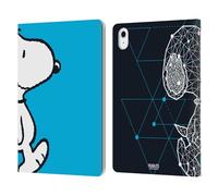 Head Case Designs Officially Licensed Peanuts Snoopy Geometric Halfs And Laughs Leather Wallet Case Compatible With Apple iPad Air 11 2020/2022/2024/2025