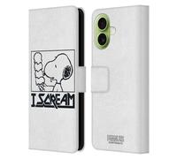 Head Case Designs Officially Licensed Peanuts Snoopy I Scream Rock Tees Leather Wallet Case Compatible With Apple iPhone 17