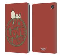 Head Case Designs Officially Licensed Peanuts Snoopy Peace Love Music Woodstock 50th Leather Wallet Case Compatible With Amazon Fire 7 2022