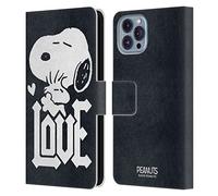 Head Case Designs Officially Licensed Peanuts Snoopy Woodstock Love Rock Tees Leather Wallet Case Compatible With Apple iPhone 14