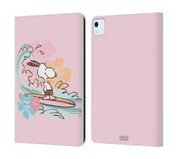 Head Case Designs Officially Licensed Peanuts Surf Beach Snoopy Leather Wallet Case Compatible With Apple iPad Air 11 2020/2022/2024/2025