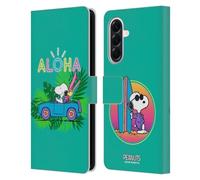 Head Case Designs Officially Licensed Peanuts Tropical Surf Snoopy Aloha Disco Leather Wallet Case Compatible With Samsung Galaxy A56 5G