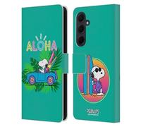 Head Case Designs Officially Licensed Peanuts Tropical Surf Snoopy Aloha Disco Leather Wallet Case Compatible With Samsung Galaxy A35 5G