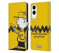 Head Case Designs Officially Licensed Peanuts You Can't Fail Charlie Brown Leather Wallet Case Compatible With Samsung Galaxy S25 Edge