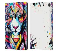 Head Case Designs Officially Licensed Pixie Cold Shattered Tiger Cats Leather Wallet Case Compatible With Amazon Fire Max 11 2023
