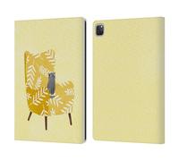 Head Case Designs Officially Licensed Planet Cat Mustard Chair Cat Arm Chair Leather Wallet Case Compatible With Apple iPad Pro 12.9 2020/2021/2022