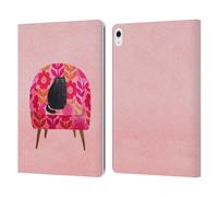 Head Case Designs Officially Licensed Planet Cat Red Chair Cat Arm Chair Leather Wallet Case Compatible With Apple iPad Air 13 2024/2025