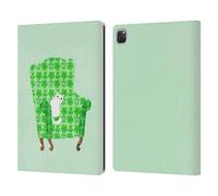 Head Case Designs Officially Licensed Planet Cat Spring Green Chair Cat Arm Chair Leather Wallet Case Compatible With Apple iPad Pro 12.9 2020/2021/2022