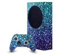 Head Case Designs Officially Licensed PLdesign Aqua Blue Art Mix Game Console Wrap and Game Controller Skin Bundle Compatible With Xbox Series S Console & Controller Bundle
