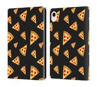 Head Case Designs Officially Licensed PLdesign Cool Fun Pizza Slices Black Food Patterns Leather Wallet Case Compatible With Apple iPad mini (2021/2024)
