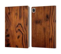 Head Case Designs Officially Licensed PLdesign Rustic Vintage Brown Burnt Wood Prints Leather Wallet Case Compatible With Apple iPad Pro 12.9 2020/2021/2022