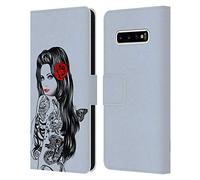 Head Case Designs Officially Licensed Rachel Caldwell Tattoo Girl Illustrations Leather Wallet Case Compatible With Samsung Galaxy S10+ / S10 Plus