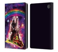Head Case Designs Officially Licensed Random Galaxy Space Cat Llama Sloth On Taco Animals Leather Wallet Case Compatible With Amazon Fire 7 2022
