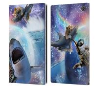 Head Case Designs Officially Licensed Random Galaxy Space Cat Riding Shark Animals Leather Wallet Case Compatible With Amazon Fire Max 11 2023