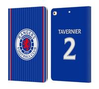 Head Case Designs Officially Licensed Rangers FC James Tavernier 2023/24 Players Home Kit Leather Wallet Case Compatible With Apple iPad 9.7 2017 / iPad 9.7 2018