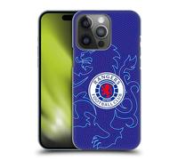 Head Case Designs Officially Licensed Rangers FC Lion Pinstripes Pattern Crest Hard Back Case Compatible With Apple iPhone 14 Pro