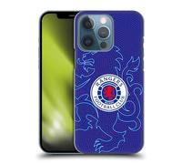 Head Case Designs Officially Licensed Rangers FC Lion Pinstripes Pattern Crest Hard Back Case Compatible With Apple iPhone 13 Pro