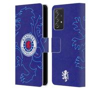 Head Case Designs Officially Licensed Rangers FC Lion Pinstripes Pattern Crest Leather Wallet Case Compatible With Galaxy A52 / A52s / 5G (2021)