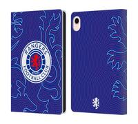 Head Case Designs Officially Licensed Rangers FC Lion Pinstripes Pattern Crest Leather Wallet Case Compatible With Apple iPad mini (2021/2024)