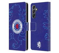 Head Case Designs Officially Licensed Rangers FC Lion Pinstripes Pattern Crest Leather Wallet Case Compatible With Samsung Galaxy A25 5G