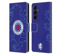 Head Case Designs Officially Licensed Rangers FC Lion Pinstripes Pattern Crest Leather Wallet Case Compatible With Samsung Galaxy A35 5G