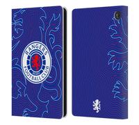 Head Case Designs Officially Licensed Rangers FC Lion Pinstripes Pattern Crest Leather Wallet Case Compatible With Amazon Fire 7 2022