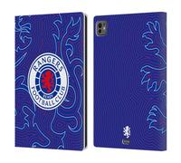 Head Case Designs Officially Licensed Rangers FC Lion Pinstripes Pattern Crest Leather Wallet Case Compatible With Apple iPad Pro 11 M4/M5 2024/2025