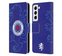Head Case Designs Officially Licensed Rangers FC Lion Pinstripes Pattern Crest Leather Wallet Case Compatible with Samsung Galaxy S22 5G