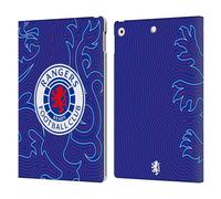 Head Case Designs Officially Licensed Rangers FC Lion Pinstripes Pattern Crest Leather Wallet Case Compatible With Apple iPad 10.2 2019/2020/2021