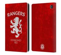 Head Case Designs Officially Licensed Rangers FC Lion Rampant Crest Leather Wallet Case Compatible With Amazon Fire 7 2022