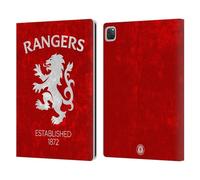 Head Case Designs Officially Licensed Rangers FC Lion Rampant Crest Leather Wallet Case Compatible With Apple iPad Pro 12.9 2020/2021/2022