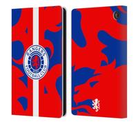 Head Case Designs Officially Licensed Rangers FC Lion Rampant Pattern Crest Leather Wallet Case Compatible With Amazon Fire 7 2022