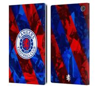 Head Case Designs Officially Licensed Rangers FC Stadium Stripes Crest Leather Wallet Case Compatible With Amazon Fire Max 11 2023
