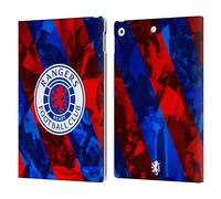 Head Case Designs Officially Licensed Rangers FC Stadium Stripes Crest Leather Wallet Case Compatible With Apple iPad 10.2 2019/2020/2021