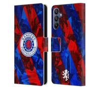 Head Case Designs Officially Licensed Rangers FC Stadium Stripes Crest Leather Wallet Case Compatible With Samsung Galaxy A15