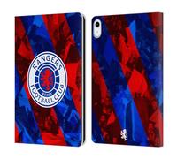Head Case Designs Officially Licensed Rangers FC Stadium Stripes Crest Leather Wallet Case Compatible With Apple iPad 10.9 2022/2025