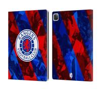 Head Case Designs Officially Licensed Rangers FC Stadium Stripes Crest Leather Wallet Case Compatible With Apple iPad Pro 12.9 2020/2021/2022